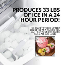 Load image into Gallery viewer, Igloo ICEB33SS Large-Capacity Stainless Steel Automatic Portable Electric Countertop Ice Maker Machine, 33 Pounds in 24 Hours, 9 Cubes Ready in 7 minutes, With Scoop and Basket
