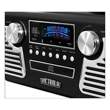Load image into Gallery viewer, Victrola 50's Retro Bluetooth Record Player &amp; Multimedia Center with Built-in Speakers - 3-Speed Turntable, CD Player, AM/FM Radio | Vinyl to MP3 Recording | Wireless Music Streaming | Black

