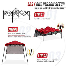 Load image into Gallery viewer, EAGLE PEAK Day Tripper 8' x 8' Slant Leg Lightweight Compact Portable Canopy w/Backpack Easy One Person Set-up Folding Shelter 6' x 6' Top and 8' x 8' Base (Red)
