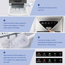Load image into Gallery viewer, FOOING Ice Maker Countertop, Self-Cleaning Function, 26lbs 24Hrs, 9 Cubes Ready in 7mins with LED Display for Parties Mixed, Portable Ice Cube Maker with Ice Scoop and Basket (Silver)
