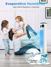 Load image into Gallery viewer, Evaporative Air Cooler - COMFYHOME 43-Inch Bladeless Tower Fan w/Cooler Mode &amp; 3 Speeds, 60°Oscillation, 20-Ft Remote, 12-Hour Timer, Personal Cooling Fan for Home Office Bedroom, 2 Ice Packs Included

