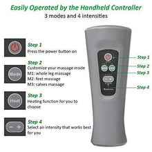 Load image into Gallery viewer, Leg Compression Massager Foot and Calf Massager Machine with Optional Heat 3 Modes 4 Intensities Handheld Controller for Feet, Legs, Calves Muscle Relaxation - Home and Office Use
