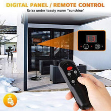 Load image into Gallery viewer, PATIOBOSS Electric Outdoor Patio Heater, Standing/Wall Mounted Infrared Space Heater 3 Power Modes with Remote Control and 12-Hour Timer Quiet Water-Resistant for Indoor/Outdoor Use Garage Porch
