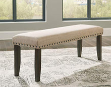 Load image into Gallery viewer, Signature Design by Ashley Rokane Upholstered Farmhouse Bench, Beige &amp; Brown
