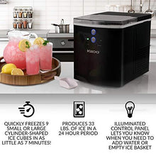 Load image into Gallery viewer, Igloo ICEB33BS Large-Capacity Automatic Portable Electric Countertop Ice Maker Machine, 33 Pounds in 24 Hours, 9 Ice Cubes Ready in 7 minutes, With Ice Scoop and Basket, Black Stainless Steel
