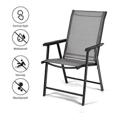 Load image into Gallery viewer, Giantex Set of 4 Patio Dining Chairs, Outdoor Chairs, Portable Folding Chairs for Camping Pool Beach Deck, Lawn Chair with Armrest, 4-Pack Patio Chairs, Metal Frame, Grey
