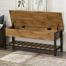 Load image into Gallery viewer, Walker Edison Julian Rustic Farmhouse Lift Top Entry Bench with Bottom Rack, 48 Inch - Barnwood Brown
