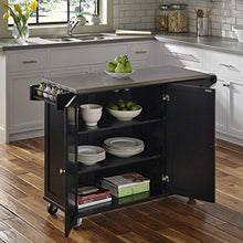 Load image into Gallery viewer, Home Styles Liberty Black Kitchen Cart with Stainless Steel Top, 53.5W x 18D x 36H
