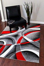 Load image into Gallery viewer, 2305 Gray Black Red White Swirls 5'2 x7'2 Modern Abstract Area Rug Carpet by Persian-Rugs

