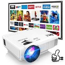 Load image into Gallery viewer, DR. J Professional HI-04 Mini Projector Outdoor Movie Projector with 100Inch Projector Screen, 1080P Supported Compatible with TV Stick, Video Games, HDMI,USB,TF,VGA,AUX,AV [Latest Upgrade]
