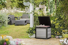 Load image into Gallery viewer, KETER Denali 30 Gallon Resin Deck Box for Patio Furniture, Pool Accessories, and Storage for Outdoor Toys, Grey/Black
