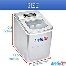 Load image into Gallery viewer, PORTABLE DIGITAL ICE MAKER MACHINE by Arctic-Pro with Ice Scoop, First Ice in 6-8 Minutes, 26 Pounds Daily, Great for Kitchens, Tailgating, Bars, Party, Small/Large Cubes, Silver, 11.5x8.7x12.5 Inch
