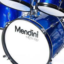 Load image into Gallery viewer, Mendini By Cecilio Drum Set For Kids/Junior - 16-Inch, 5-Piece, Blue Metallic - Starter Drums Kit w/Adjustable Throne, Cymbal, Pedal &amp; Drumsticks - MJDS-5-BL
