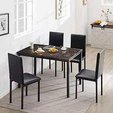 Load image into Gallery viewer, Recaceik 5-Piece Kitchen Table, Faux Marble Dining Set for 4 with Chairs for Small Spaces Living Room Home Furniture, Black…
