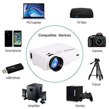 Load image into Gallery viewer, AuKing Mini Projector 2021 Upgraded Portable Video-Projector,55000 Hours Multimedia Home Theater Movie Projector,Compatible with Full HD 1080P HDMI,VGA,USB,AV,Laptop,Smartphone
