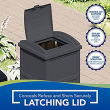 Load image into Gallery viewer, Suncast GH1732C 15.75" x 16" x 31.6" Trashcan Hideaway Outdoor Commercial 33 Gallon 31.6" Resin Garbage Waste Bin with Lid in Cyberspace for Garage
