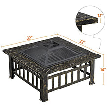 Load image into Gallery viewer, Yaheetech Outdoor Fire Pit 32in Steel Fire Pits Bonfire Firepit Patio BBQ Camping Bronze Outdoor Fireplace with Spark Screen, Mesh Cover Poker, Bronze
