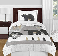 Load image into Gallery viewer, Sweet Jojo Designs Beige, Grey and White Boho Mountain Animal Gray Woodland Forest Friends Unisex Boy or Girl Twin Size Kid Childrens Bedding Comforter Set - 4 Pieces - Deer Fox Bear
