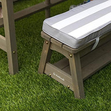 Load image into Gallery viewer, KidKraft Outdoor Table &amp; Bench Set with Cushions and Umbrella Gray &amp; White Stripes
