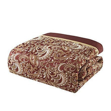Load image into Gallery viewer, Madison Park Essentials Brystol 24 Piece Room in a Bag Faux Silk Comforter Jacquard Paisley Design Matching Curtains Down Alternative Hypoallergenic All Season Bedding-Set, King(104"x92"), Red
