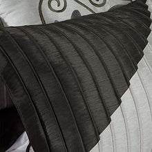 Load image into Gallery viewer, Madison Park Amherst Faux Silk Comforter Set-Casual Contemporary Design All Season Down Alternative Bedding, Matching Shams, Bedskirt, Decorative Pillows, Queen(90"x90"), Black, 7 Piece
