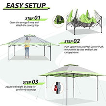 Load image into Gallery viewer, EAGLE PEAK 13' x 13' Straight Leg Pop Up Canopy Tent Instant Outdoor Canopy Easy Set-up Folding Shelter w/ Auto Extending Eaves 169 Square Feet of Shade (Gray/Green)
