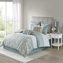 Load image into Gallery viewer, 510 Design Cozy Comforter Set-Transitional Damask Design All Season Down Alternative Bedding With Matching Shams, Decorative Pillow, Queen(90"x90"), Seafoam
