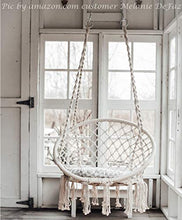 Load image into Gallery viewer, Ohuhu Hammock Chair Hanging Chair Swing with Soft Cushion &amp; Durable Hanging Hardware Kit, 100% Cotton Rope Indoor Macrame Swing Chairs for Bedroom/Balcony, Christmas Idea Gifts for Girls Kids Birthday
