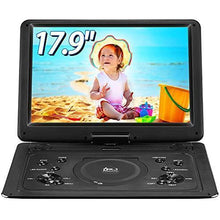 Load image into Gallery viewer, DR. J 17.9" Region Free Portable DVD Player with 6 Hours Rechargeable Battery, Large 15.4“ Screen DVD Player Sync TV Support USB/SD Card and Multiple Disc Formats, High Volume Speaker Black
