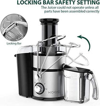 Load image into Gallery viewer, KOIOS Centrifugal Juicer Machines, Juice Extractor with Big Mouth 3” Feed Chute, 304 Stainless-steel Fliter, Best Seller Juicer 2021, High Juice yield, Easy to Clean&amp;100% BPA-Free, 1200W&amp;Powerful, Dishwasher Safe, Included Brush
