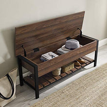 Load image into Gallery viewer, Walker Edison Julian Rustic Farmhouse Lift Top Entry Bench with Bottom Rack, 48 Inch - Walnut Brown
