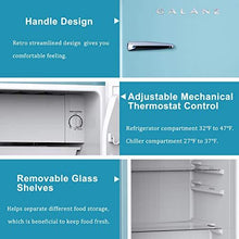Load image into Gallery viewer, Galanz GLR33MBER10 Retro Compact Refrigerator, Single Door Fridge, Adjustable Mechanical Thermostat with Chiller, Blue, 3.3 Cu Ft
