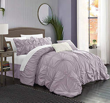 Load image into Gallery viewer, Chic Home CS1441-AN Halpert Floral Pinch Pleat Ruffled Designer Embellished Queen Comforter Set, 6-Piece, Lavender
