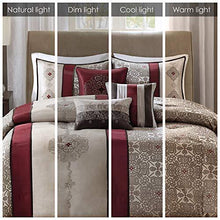 Load image into Gallery viewer, Madison Park Donovan Queen Size Bed Comforter Set Bed In A Bag - Taupe, Burgundy , Jacquard Pattern – 7 Pieces Bedding Sets – Ultra Soft Microfiber Bedroom Comforters
