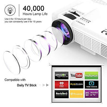 Load image into Gallery viewer, DR. J Professional HI-04 Mini Projector Outdoor Movie Projector with 100Inch Projector Screen, 1080P Supported Compatible with TV Stick, Video Games, HDMI,USB,TF,VGA,AUX,AV [Latest Upgrade]
