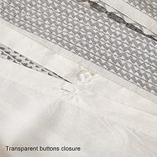 Load image into Gallery viewer, PHF Cotton Boho Textured Duvet Cover Set - 3 Pieces, King (106” x 92”) - Geometric Pattern Bedding Yarn Dyed Jacquard Stripe - Soft and Cozy, Suitable for All Season, Grey and Cream
