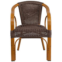 Load image into Gallery viewer, Flash Furniture Cadiz Series Red Bamboo-Aluminum Indoor-Outdoor Restaurant-Patio Chair with Dark Brown Rattan
