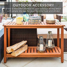 Load image into Gallery viewer, Best Choice Products 48in 2-Shelf Eucalyptus Wood Console Table Indoor Outdoor Multifunctional Buffet Bar Storage Organizer w/Natural Finish, Sliders
