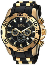 Load image into Gallery viewer, Invicta Men's Pro Diver Scuba 50mm Gold Tone Stainless Steel and Silicone Chronograph Quartz Watch, Black/Gold (Model: 22340)
