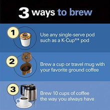 Load image into Gallery viewer, Hamilton Beach FlexBrew Thermal Coffee Maker, Single Serve &amp; Full Pot, Compatible with K-Cup Pods or Grounds, Programmable, Black and Stainless (49966)
