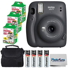 Load image into Gallery viewer, Fujifilm Instax Mini 11 Instant Camera - Charcoal Grey (16654786) + Fuji Instax Mini Twin Pack Instant Film (60 Sheets) + Batteries + Case - Instant Camera Bundle
