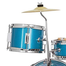 Load image into Gallery viewer, Mendini by Cecilio 13 inch 3-Piece Kids/Junior Drum Set with Throne, Cymbal, Pedal &amp; Drumsticks (Blue Metallic)
