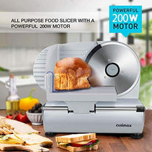 Load image into Gallery viewer, CUSIMAX Meat Slicer Electric Food Slicer with 7.5” Removable Stainless Steel Blade and Pusher, Deli Cheese Fruit Vegetable Bread Cutter, Adjustable Knob for Thickness, Food Carriage &amp; Non-Slip Feet
