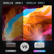 Load image into Gallery viewer, Mini Projector, TOPVISION 4000LUX Outdoor Movie Projector with Screen Mirroring,Full HD 1080P Supported LED Projector, Compatible with Fire Stick,HDMI,VGA,USB,TV,Box,Laptop,DVD
