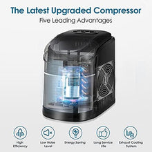 Load image into Gallery viewer, Ice Maker Machine for Countertop, Self-Cleaning Function, 26Lbs/24H Portable Ice Maker, 9 Cubes Ready in 6 Mins, Compact Ice Cube Maker with Ice Scoop &amp; Basket for Home/Kitchen/Office/Bar (Black)
