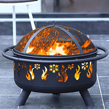 Load image into Gallery viewer, CGVOVOT Fire Pits for Outside - 30 Inch Outdoor Fire Pits with Flame and Snowflake Pattern,Spark Screen,and Fireplace Poker
