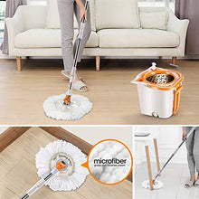 Load image into Gallery viewer, MASTERTOP Spin Mop Bucket System with Wringer Set - Floor Mop Stainless Steel Mop Handle, Mop Buckets Separate Clean and Dirty Water, 3 Replacement Microfiber Mop Head, Cleaning Bucket Easy to Store
