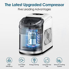 Load image into Gallery viewer, Ice Maker Countertop Machine with Self-Cleaning Function，26LBS in 24 Hours, 9 Bullet Cubes Ready in 6 Mins, Compact Ice Cube Maker with Ice Scoop &amp; Basket for Home Kitchen Office Bar (White)
