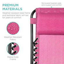 Load image into Gallery viewer, Best Choice Products Set of 2 Adjustable Steel Mesh Zero Gravity Lounge Chair Recliners w/Pillows and Cup Holder Trays - Pink
