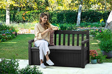 Load image into Gallery viewer, Keter Solana 70 Gallon Storage Bench Deck Box for Patio Furniture, Front Porch Decor and Outdoor Seating – Perfect to Store Garden Tools and Pool Toys, Grey
